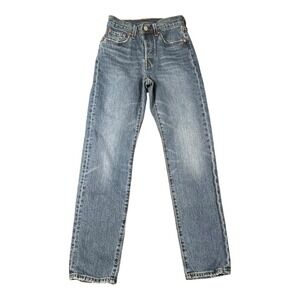 Levis 501 Original Straight Leg Blue Denim Jeans W24 L30 Button Fly High Rise 52